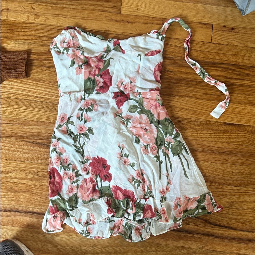 Reformation Floral Dress in Pink and Green